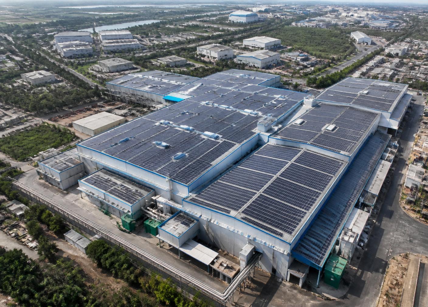Industrial factory rooftop solar installation in Vadodara Gujarat